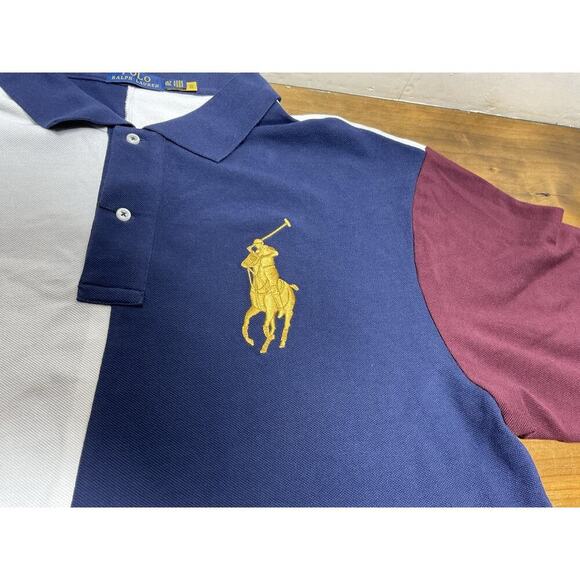 Polo Ralph Lauren Polo Shirt Gold Big Pony Men XLT Big & Tall Color Block - Picture 4 of 9